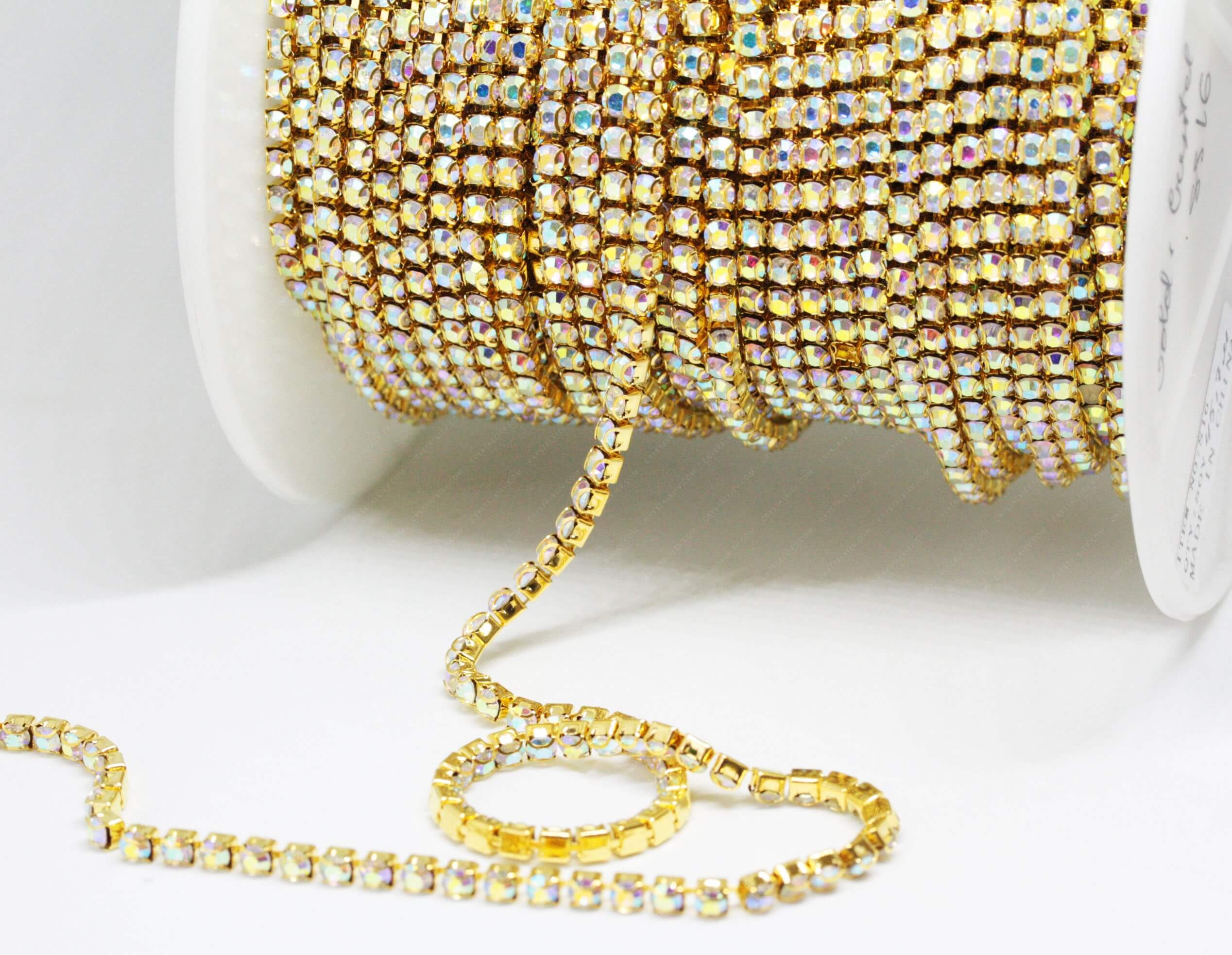 Ланцюжок стразовий Gold + Сrystal AB